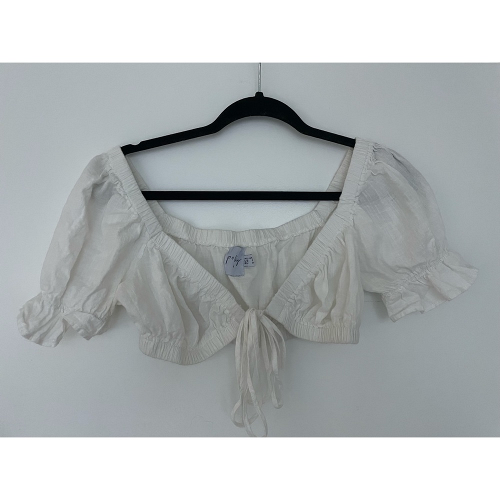 White Princess Polly tie crop top
